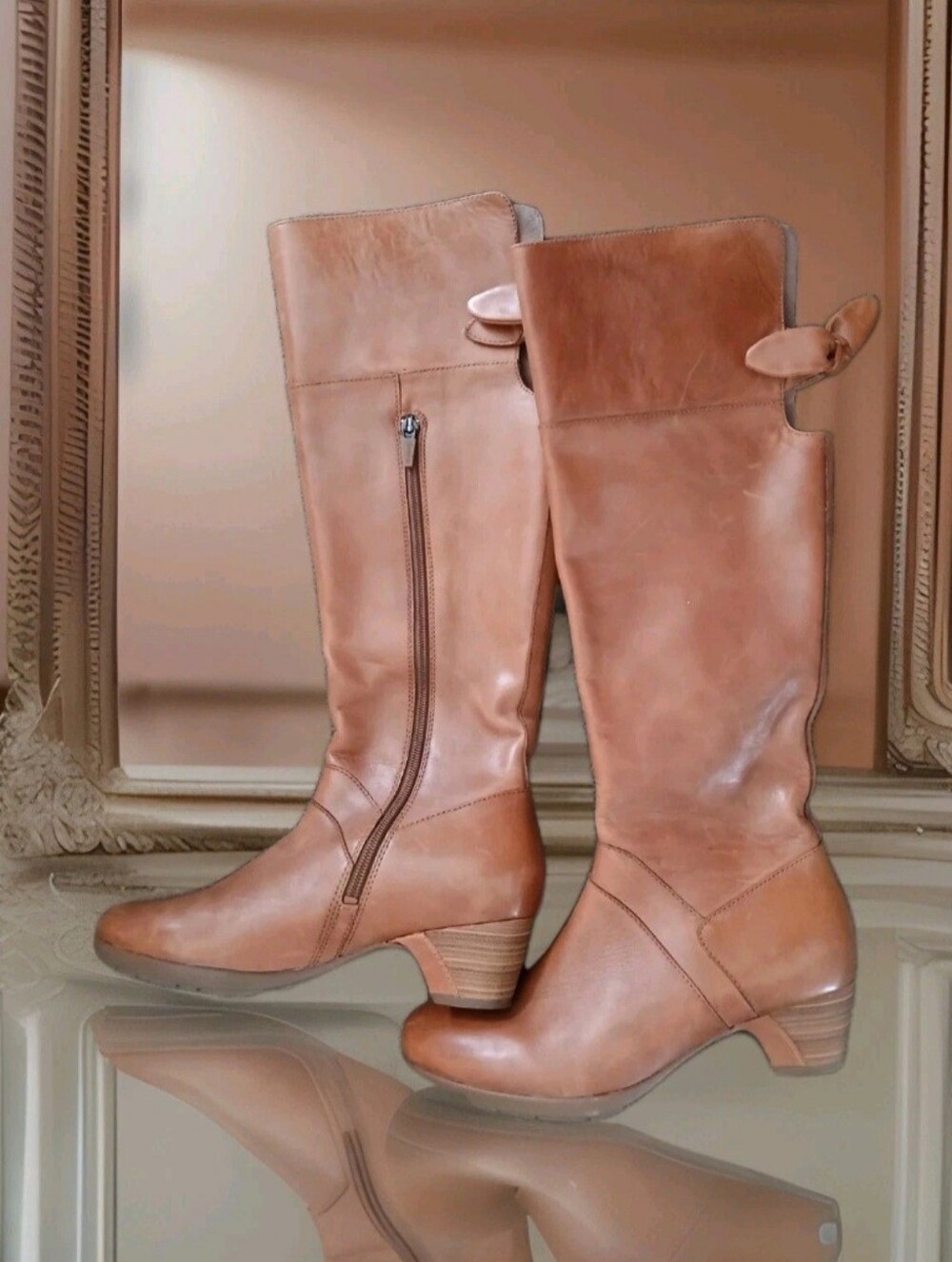 Dansko Women's Tall Riding Boots Brown Bow Accent Size 37 EU